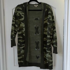 Ultra Flirt Green Camouflage Cardigan